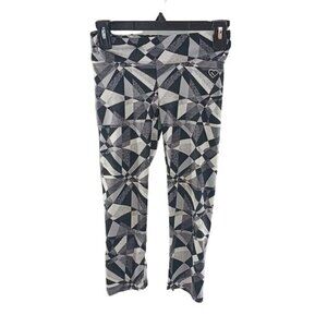 Live Love Dream Womens XS Leggings Black White Geometric Print Capri Activewear